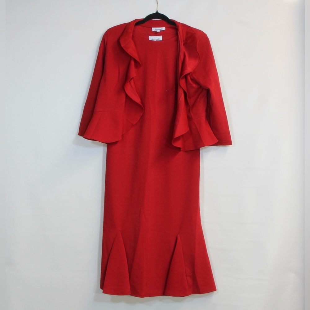 Serengeti Red 2-Piece Maxi Dress and Open Front Crop Jacket Set NWOT